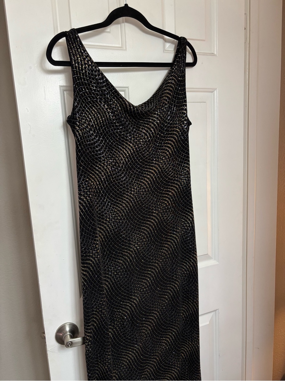 Black & Gold Sleeveless Cowl Neck Maxi Dress